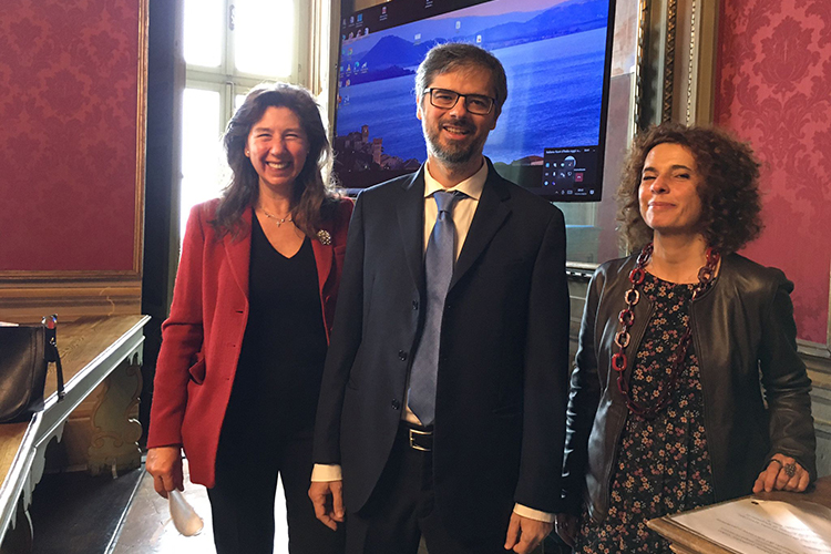 La prof.ssa Francesca Malagnini, il rettore Valerio De Cesaris e la prof.ssa Sabrina Stroppa