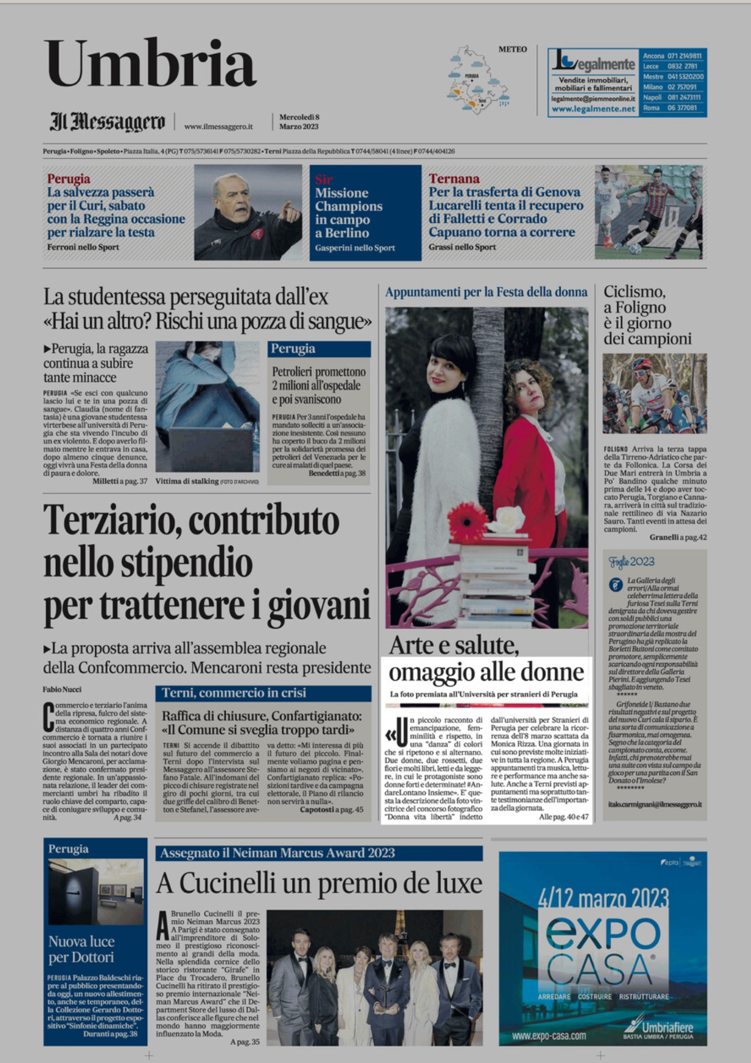 la pagina de Il Messaggero