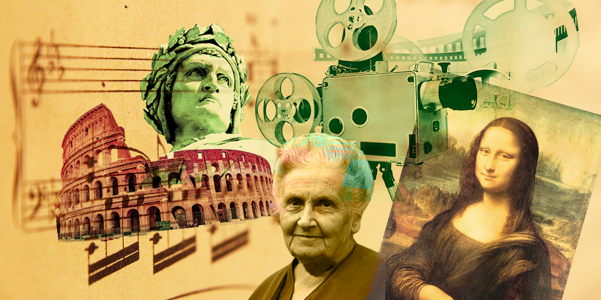 collage di immagini che rappresentano la cultura italiana