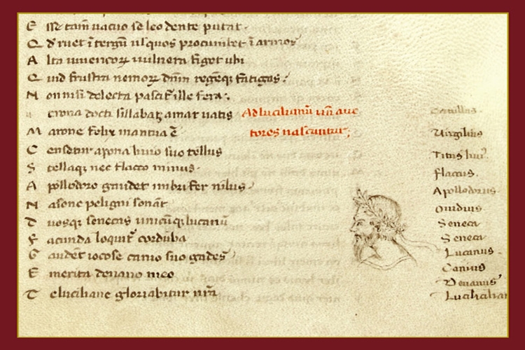 Dettaglio della locandina: Epigrammi di Marziale di mano di Boccaccio (particolare)