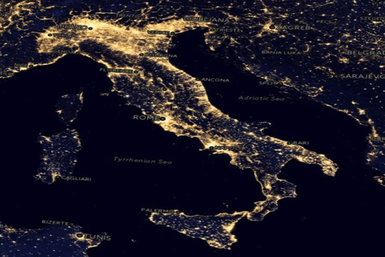 immagine satellitare: dettaglio dell'Italia