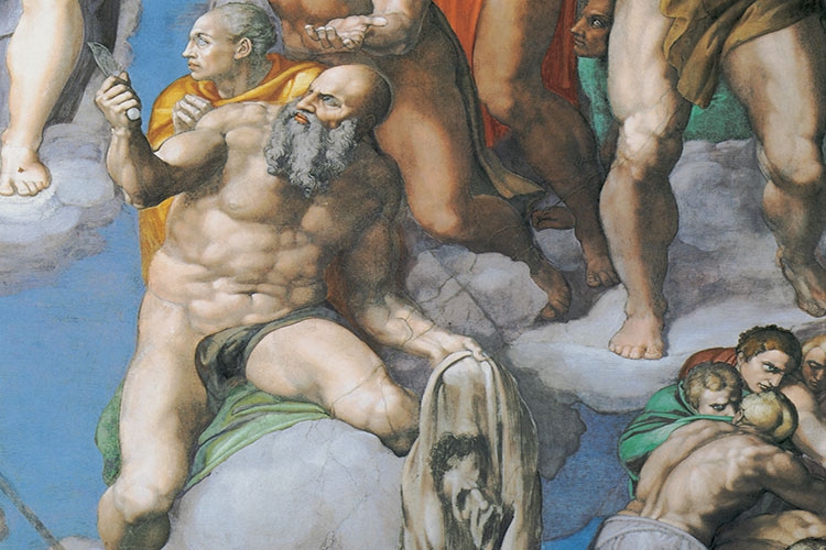Dettaglio del giudizio universale di Michelangelo