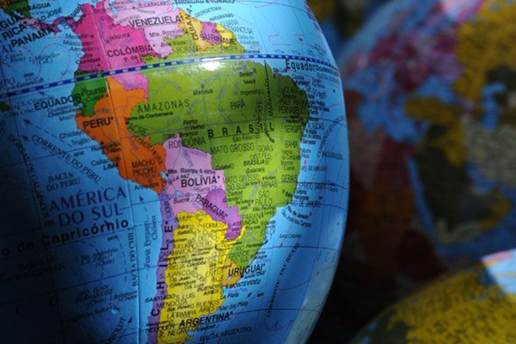 Dettaglio di mappamondo: l'America latina