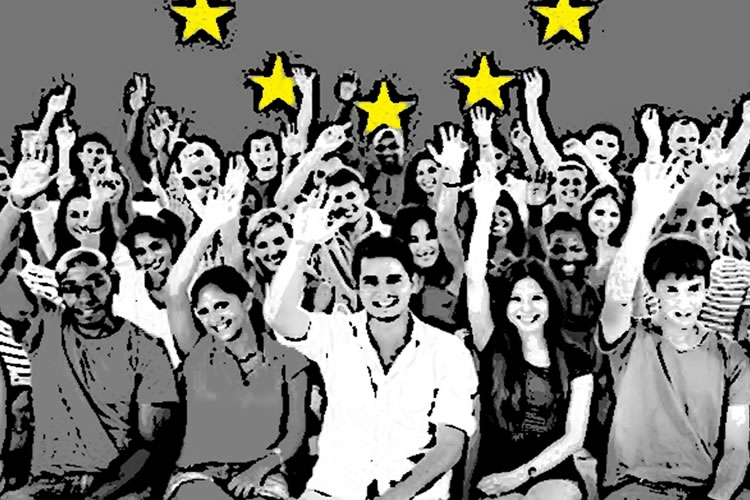 Dettaglio della locandina: giovani e le stelle dell'Europa