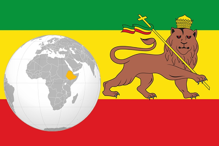 Mappa e bandiera dell'Etiopia