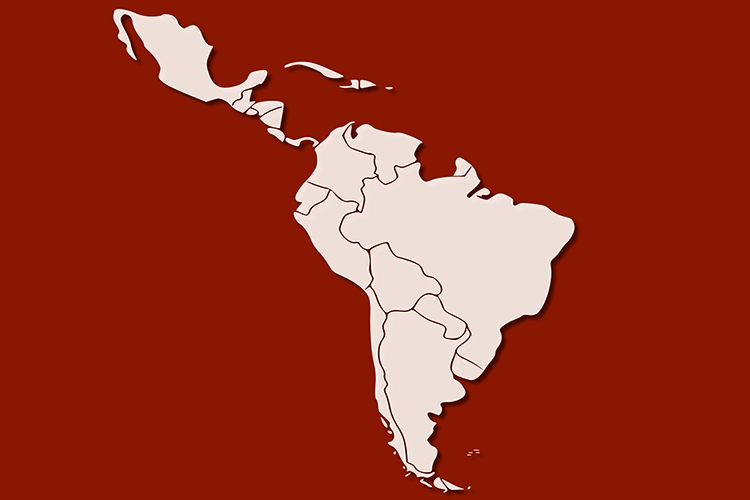 Dettaglio della locandina: mappa dell'America latina