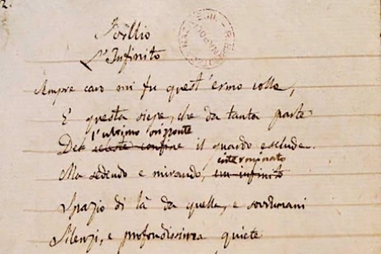 particolare del manoscritto di Leopardi