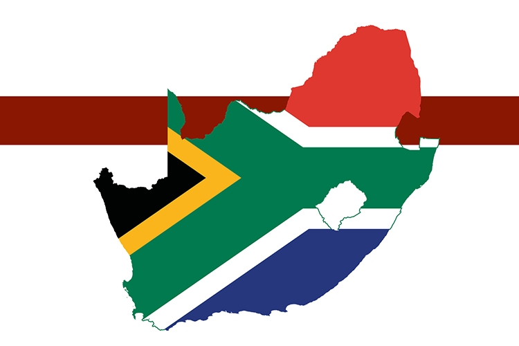 particolare della locandina: ritaglio della bandiera del Sudafrica