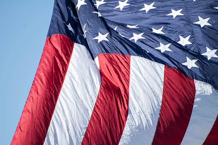 particolare della bandiera americana