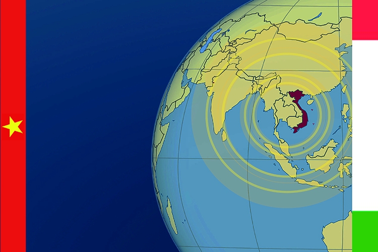 il Vietnam evidenziato all'interno di una mappa
