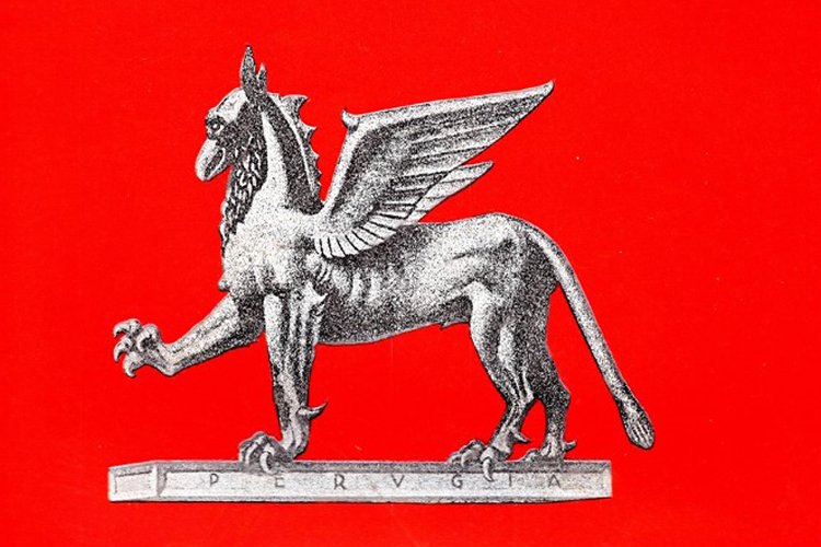 grifo su sfondo rosso