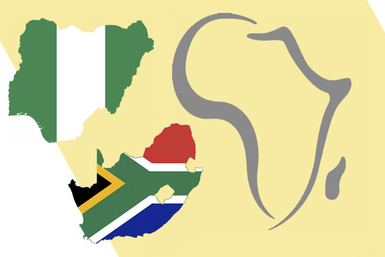 profilo dell'Africa e bandiere