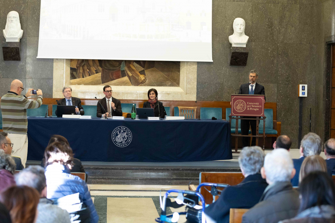 il tavolo dei relatori: Enrico Giovannini, Francesco Asdrubali e Maura Marchegiani