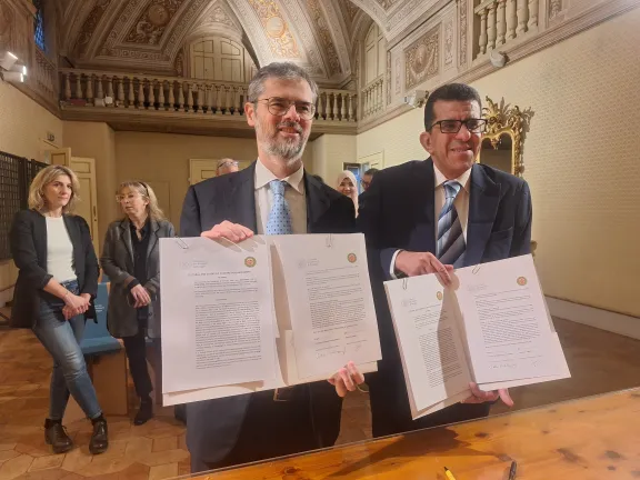 la delegazione e il Rettore De Cesaris