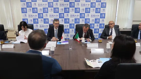 a moment during the visit to the University of Nagasaki