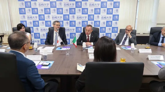 a moment during the visit to Nagasaki University