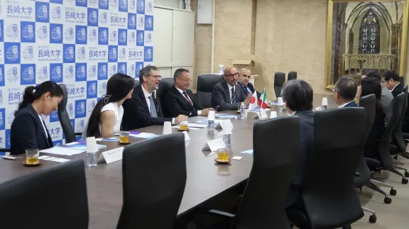 a moment during the visit to Nagasaki University